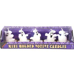 RARE Vintage “Amscan” Ghost Mini Molded Votive Candles – Set of 5 – NEW